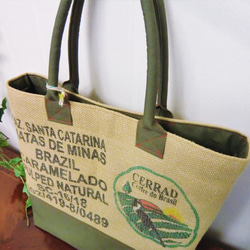 コーヒー 麻袋バッグ　ＭＷ　トートバッグ 　ブラジル　帆布 　豆袋をリメイクした麻バッグ 6枚目の画像