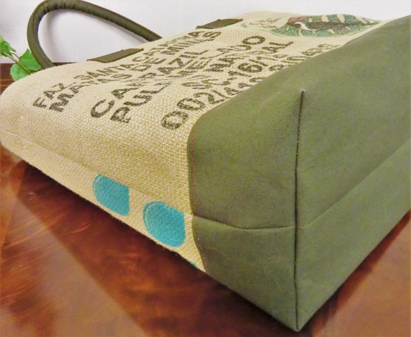 コーヒー 麻袋バッグ　ＭＷ　トートバッグ 　ブラジル　帆布 　豆袋をリメイクした麻バッグ 7枚目の画像