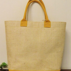 コーヒー 麻袋バッグ　ＬＬ　 大きめトートバッグ 　エチオピア　８号黄色帆布 　豆袋をリメイクした麻バッグ 3枚目の画像