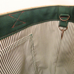 コーヒー 麻袋バッグ　ＬＬ　 大きめトートバッグ 　ホンジュラス　８号ダークグリーン帆布 　豆袋をリメイクした麻バッグ 7枚目の画像