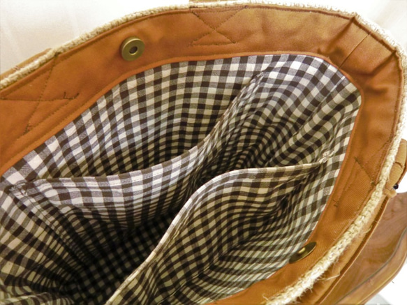 コーヒー 麻袋バッグ　Ｌ　トートバッグ　キャメル色帆布　ガテマラ　豆袋をリメイクした麻バッグ 9枚目の画像
