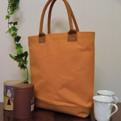 コーヒー 麻袋バッグ　Ｌ　トートバッグ　キャメル色帆布(裏パラフィンオレンジ)　コロンビア　豆袋をリメイクした麻バッグ 2枚目の画像