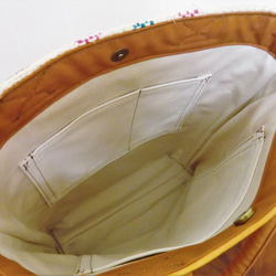 コーヒー 麻袋バッグ　Ｌ　トートバッグ　キャメル色帆布(裏パラフィンオレンジ)　コロンビア　豆袋をリメイクした麻バッグ 7枚目の画像