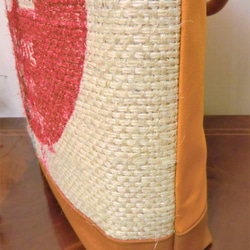 コーヒー 麻袋バッグ　Ｌ　トートバッグ　キャメル色帆布(裏パラフィンオレンジ)　コロンビア　豆袋をリメイクした麻バッグ 9枚目の画像