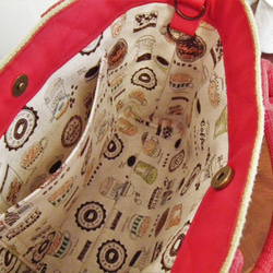コーヒー 麻袋バッグ　Ｓ　トートバッグ　赤色帆布　ブラジル　豆袋をリメイクした麻バッグ 8枚目の画像