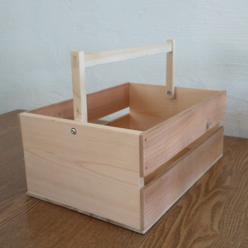 木製バスケット（持ち手付き） Basketville 木製バスケット（持ち