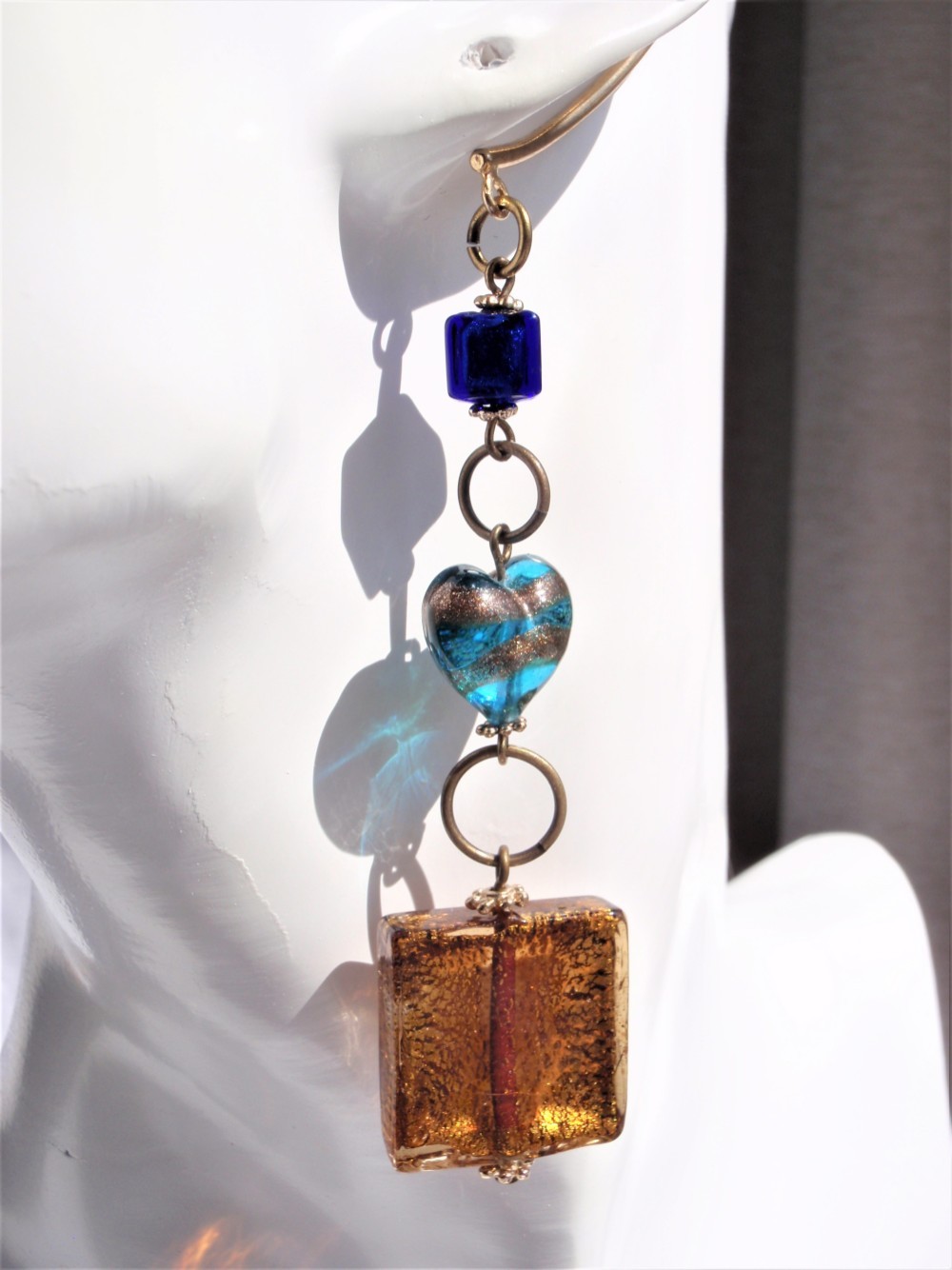 左耳用ベネチアングラスビーズイヤーカフ　EC103