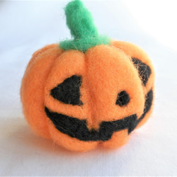 ハロウィン羊毛のかぼちゃのおばけ 2枚目の画像