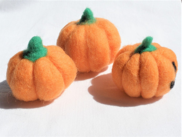 ハロウィン羊毛のかぼちゃのおばけ 6枚目の画像