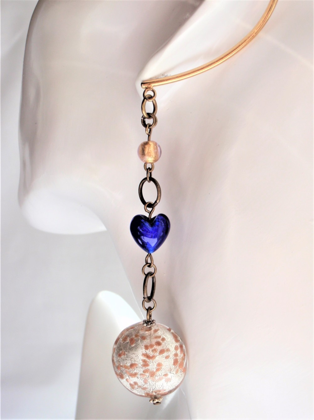 左耳用ベネチアングラスビーズイヤーカフ　EC108