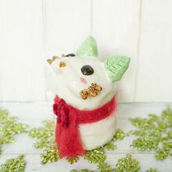 猫の雪だるま　陶器　プチギフト 2枚目の画像