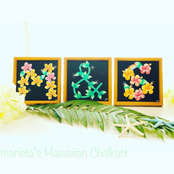 ハイビスカスとレインボーでイニシャルアートS/ハワイアンなインテリア/アロハなプレゼントに 2枚目の画像