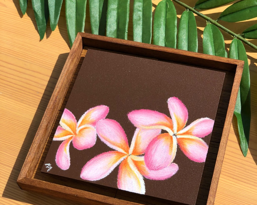 ハワイアンチョークアートで浮かぶプルメリア その他アート marieta