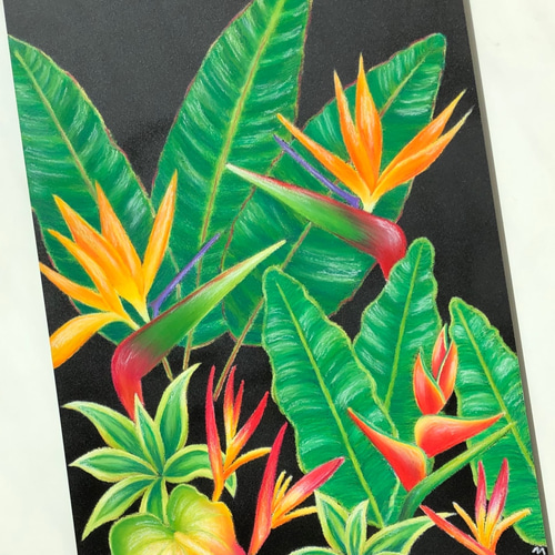 ハワイアンチョークアートで描いたエキゾチックなハワイ タペストリー