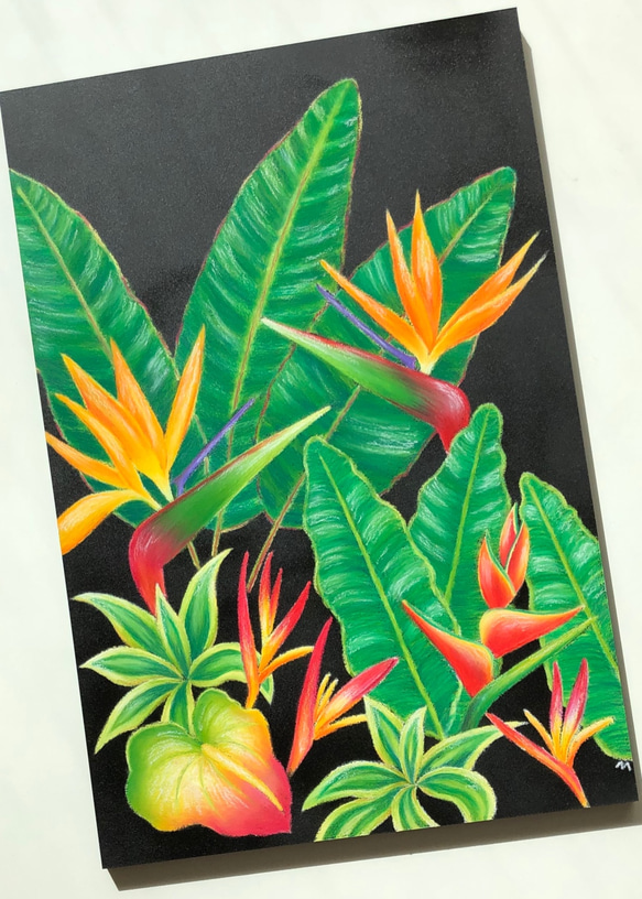 ハワイアンチョークアートで描いたエキゾチックなハワイ タペストリー