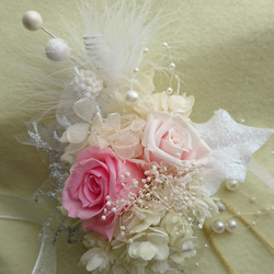 プリザーブドフラワー☆春色コサージュ・髪飾り☆(ベージュ系) 卒園式