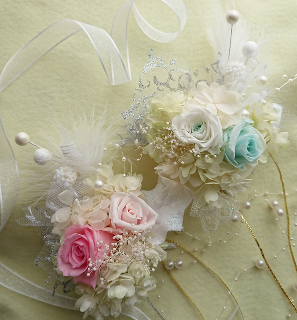 M 本物花 髪飾り プリザーブド フラワー 卒業 入学 入園 ウエディング