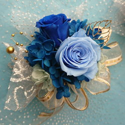 プリザーブドフラワー☆おしゃれコサージュ・髪飾り☆(ブルーー系) 卒