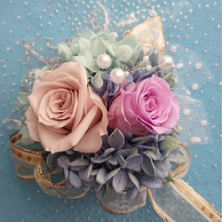 プリザーブドフラワー☆おしゃれコサージュ・髪飾り☆(ブルーー系) 卒