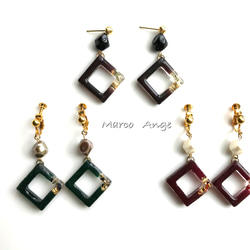 ゆらりsquare3色レジンピアス&イヤリング イヤリング