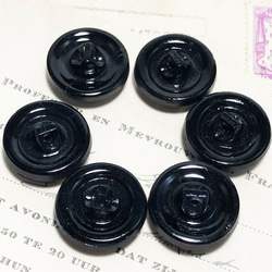 【送料無料】2個 チェコ製 アンティーク ヴィンテージ ブラックガラス ボタン [EY5894] 9枚目の画像
