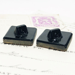 【送料無料】2個 チェコ製 アンティーク ヴィンテージ ブラックガラス  ボタン 素材 パーツ 材料 [EY5920] 6枚目の画像