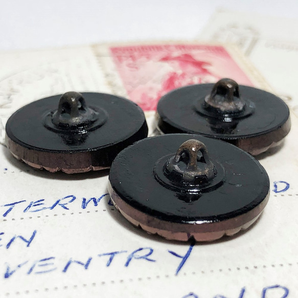 【送料無料】3個 チェコ製 アンティーク ヴィンテージ ガラス ボタン 素材 パーツ 材料 [EY5957] 6枚目の画像