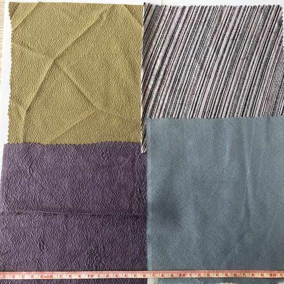 【送料無料】京都 10枚 正絹 着物はぎれセット 和小物 つまみ細工 生地 材料 カットクロス HB1120 2枚目の画像