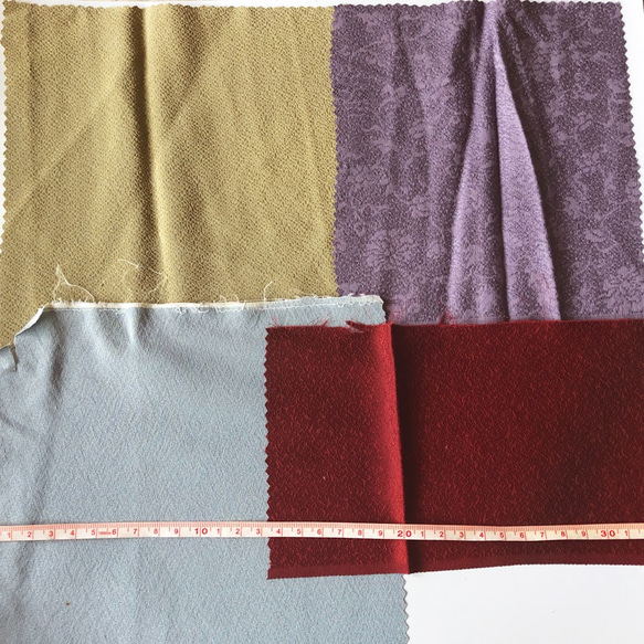 【送料無料】京都 10枚 正絹 着物はぎれセット 和小物 つまみ細工 生地 材料 カットクロス HB1122 2枚目の画像