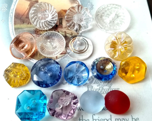 GB４：♬１１０個♬　フランス　アンティーク　ビンテージ　キラキラ　ガラスボタン GB4：♬110個♬ フランス アンティーク ビンテージ キラキラ