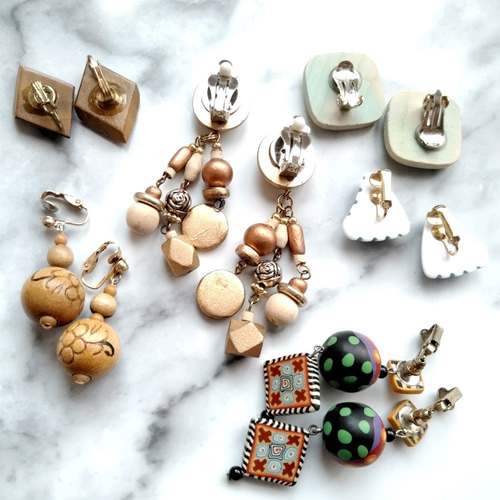 6個イギリス アンティーク イヤリング ピアス ヴィンテージ ジュエリー