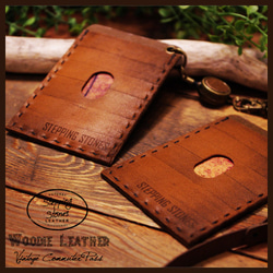 レザーパスケース（本革）ヴィンテージウッド調 『Woodie Leather』タイプＢ 1枚目の画像