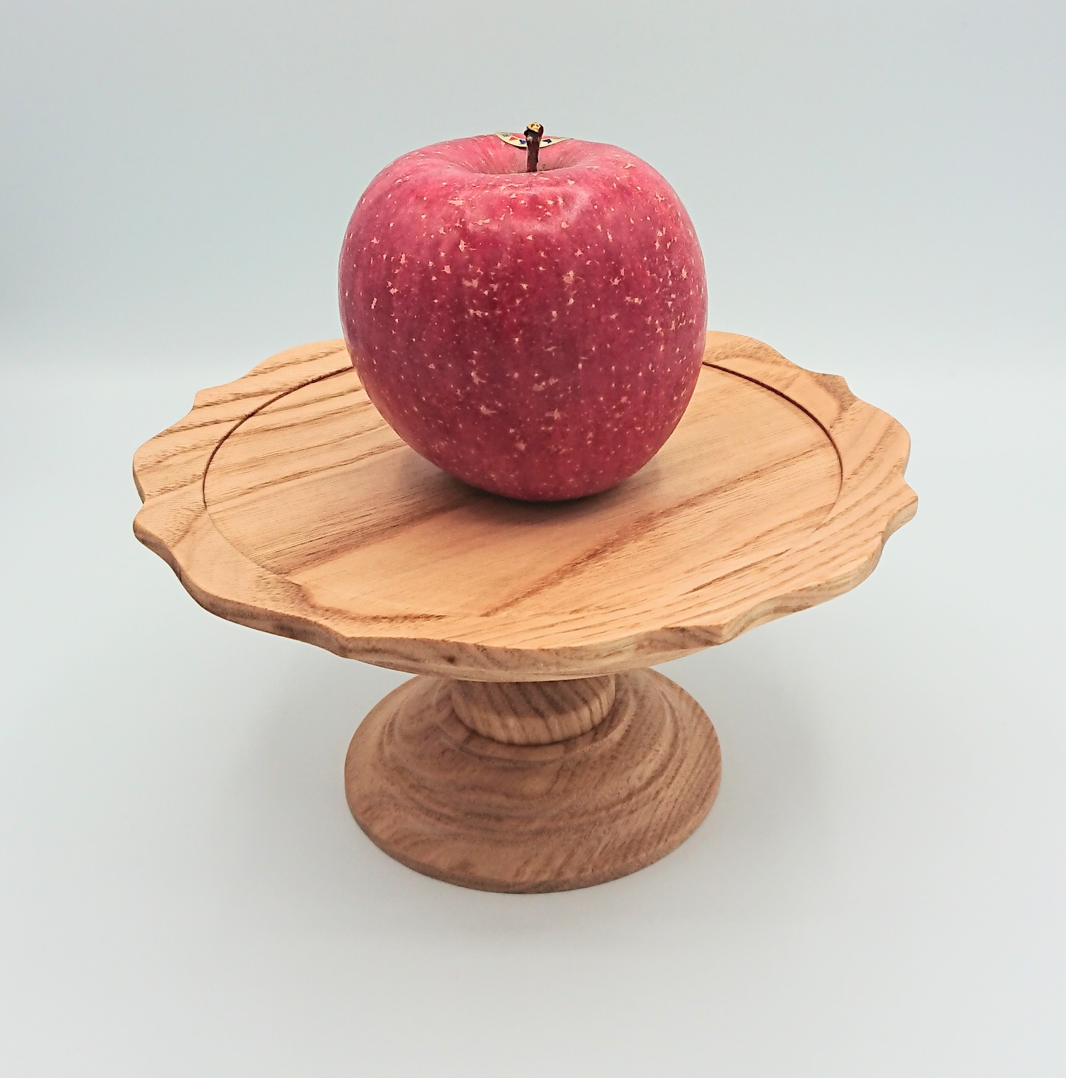 北欧テイスト　コンポート  ケーキスタンド　木製　クリ　栗　１8センチ　稜花皿　幅広リム
