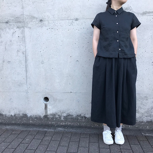 45Rネイビー 半袖 シャツ　ブラウス 45R】シャツ｜1977年創業、日本の服。丈夫で長持ち、気持ちの
