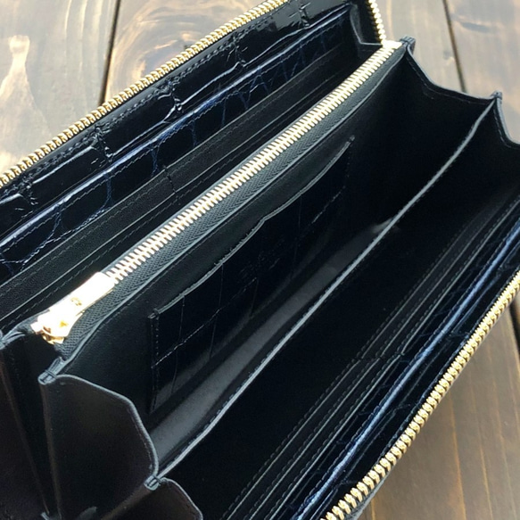 シャイニング クロコダイル 財布 ブラック ブルー 12枚目の画像