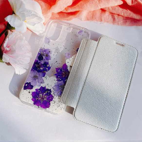 【新品】iPhoneX/Xs 手帳型スマホケース 押し花 HANANONA iPhone X ケース 手帳型 カバー ガラスフィルム iphonex 手帳 花