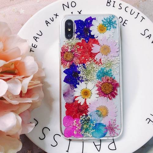 Jasmine様♡ご確認用 押し花ケース 美しい小さな花 iPhoneケース 押し花ケース iPhone7/8 iPhoneX