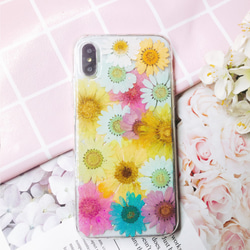 フルスクリーン色の花Xperia 1 IV 多機種全対応 押し花ケーススマホケース・Xperia AceII/10III 3枚目の画像