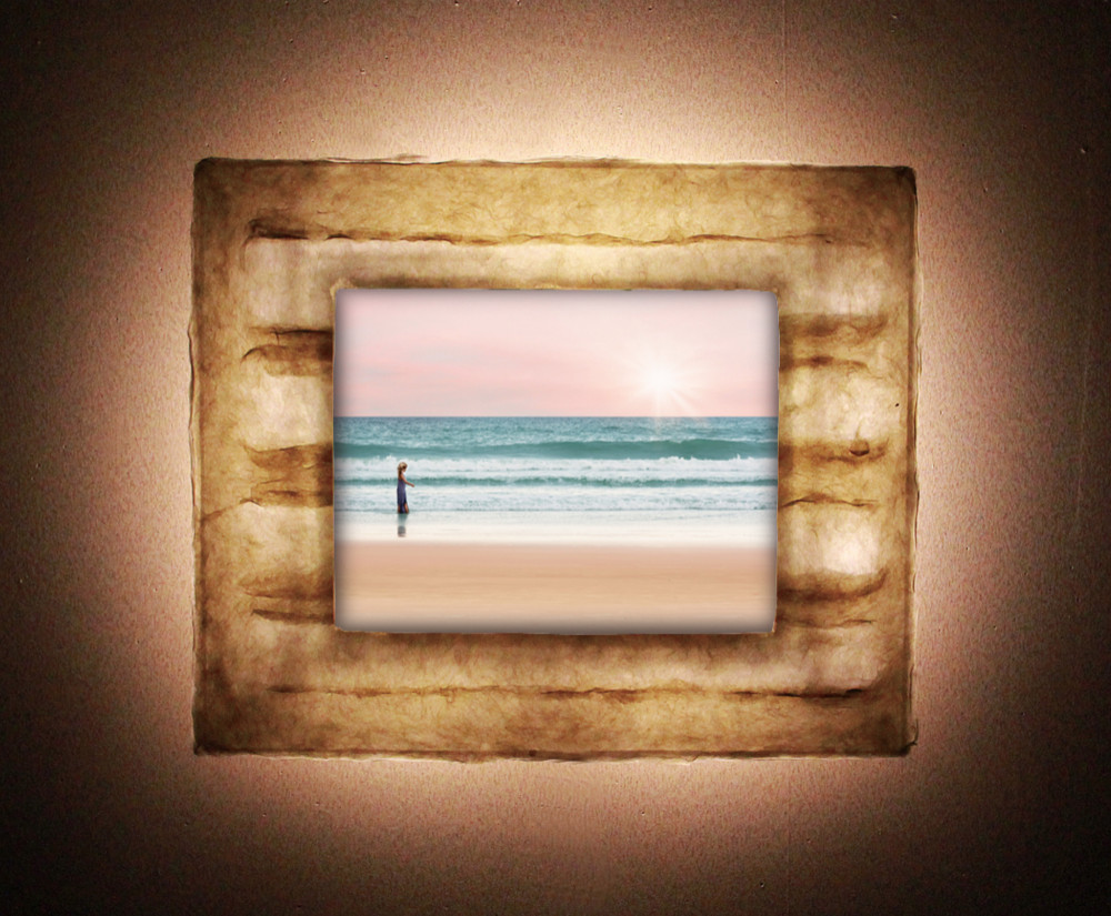 越前和紙を使ったアートライトフレーム「和紙ック-WA CHIC」和紙柄-OIZU-海1　小サイズ