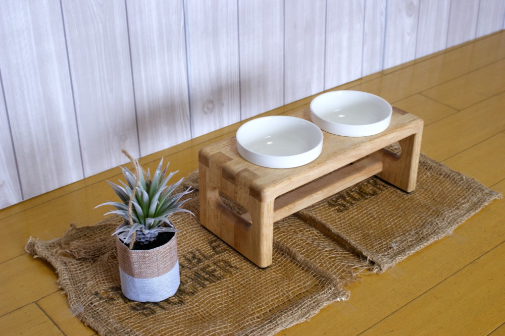 ペットのちゃぶ台　小型犬用（テーブル）愛犬用フードテーブル（陶器付き・高さオーダー可）