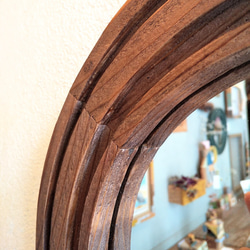 木製サークルミラーＳ『Line circle　mirror』ダークブラウン 3枚目の画像