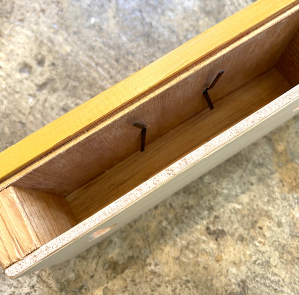薄型ミニ　壁掛け収納　デスク収納　『drawer box』マスタード 5枚目の画像