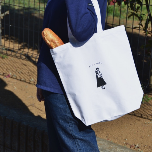 パンと、ガール」 白いトートバッグ トートバッグ panto, 通販 7430052  
