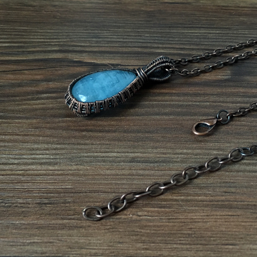 ゆき アクアマリン ペンダントトップ ワイヤージュエリー アクアマリン