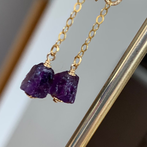 k14gf アメジスト ラフロックチャーム ピアス（その他） じぇっこ 通販