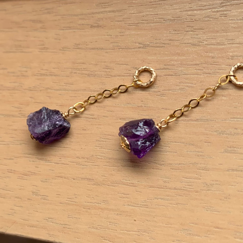 k14gf アメジスト ラフロックチャーム ピアス（その他） じぇっこ 通販