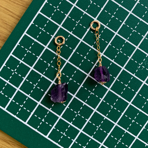 k14gf アメジスト ラフロックチャーム ピアス（その他） じぇっこ 通販