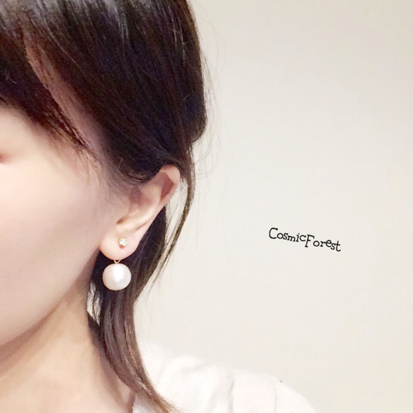 2way♡雙棉珍珠寶石耳環#118 第1張的照片