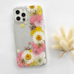 桜と猫 スマホリング iPhone14Pro/SE/Xperia10IV/GALAXYS23 押し花ケース スマホケース 2枚目の画像