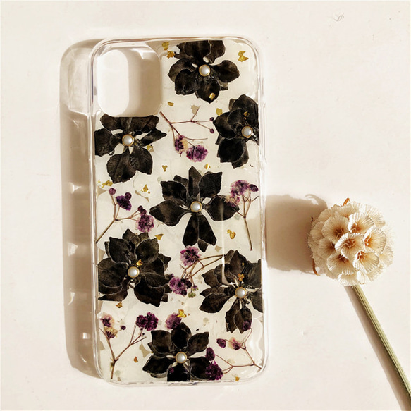 かなページ★押し花ケース iPhone / 押し花スマホケース 211229_1 | 押し花 ケース専門店